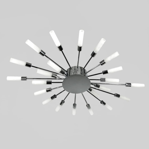 Стельова хромована люстра у формі сонячного спалаху на 22 плафони G4 Ø 90х70 см