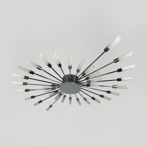 Стельова хромована люстра у формі сонячного спалаху на 32 плафони G4 Ø 110х90 см