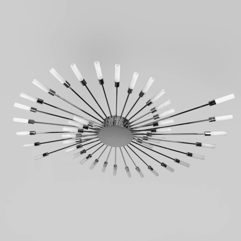 Стельова хромована люстра у формі сонячного спалаху на 42 плафони G4 Ø 135х120 см