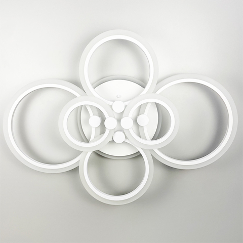 Світлодіодна люстра Senta на 6 кілець в білому корпусі на 3 світлових режими