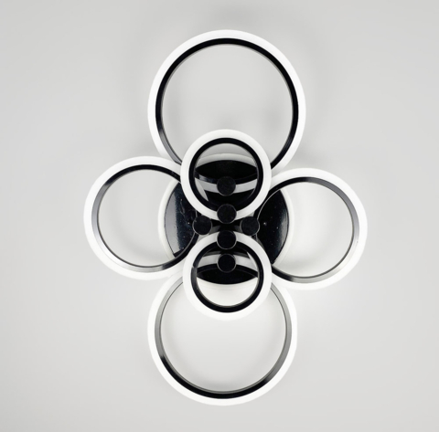 Світлодіодна люстра Senta на 6 кілець в чорному корпусі на 3 світлових режими