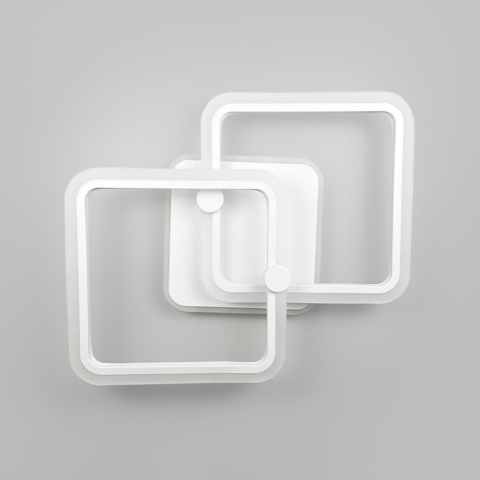 Стельова мінімалістична LED люстра в білому металевому корпусі 50х43 см