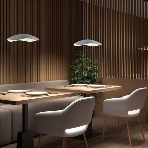 Підвісний світильник-квітка у сіро-білому корпусі Ø 40х10 см