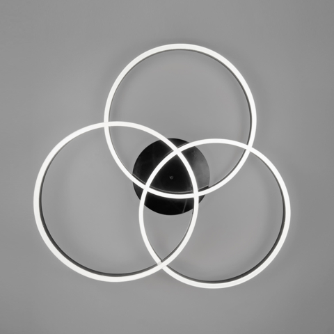 Світлодіодна чорна люстра на 3 кільця 77х80 см з пультом 3 режими світла