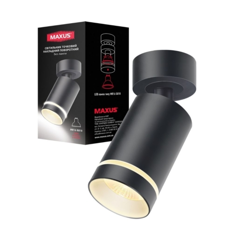 Світильник поворотний без лампи  Surface Downlight Base MR16 GU10 Black
