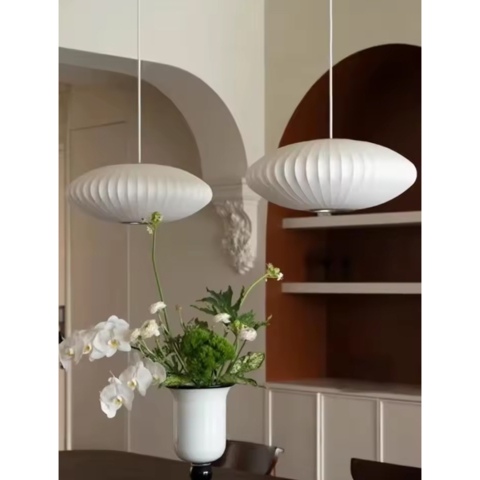 Білий дизайнерський світильник із полімерним овальним абажуром Ø50x24 см