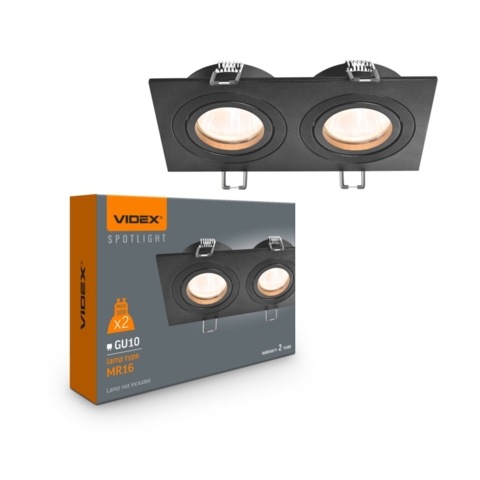 Светильник VIDEX под лампу 2xGU10 врезной Черный 17,5х9,2х2,4 см