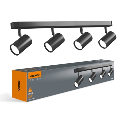 Світильник VIDEX під лампу 4xGU10 накладний поворотний чорний  