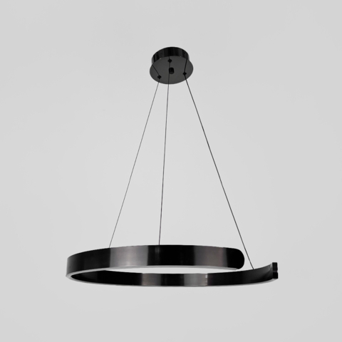 Современная кольцевая люстра в черном каркасе Ø 60 см