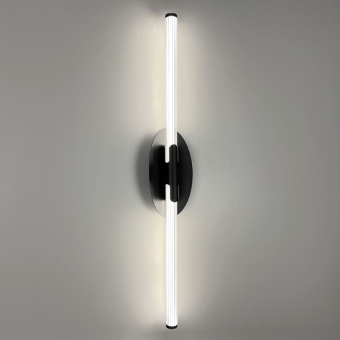 Удлиненное светодиодное черное бра с рельефным рассеивателем 80 см