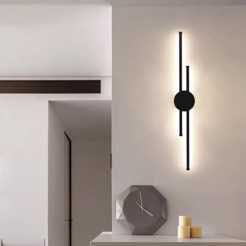 Удлиненное двойное светодиодное черное бра 60 см