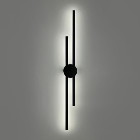 Удлиненное двойное светодиодное черное бра 80 см