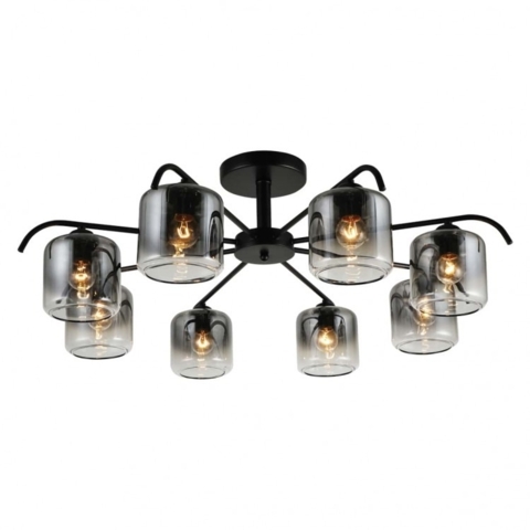 Люстра черная Ardero ORLANDO на 8 графитовых плафонов