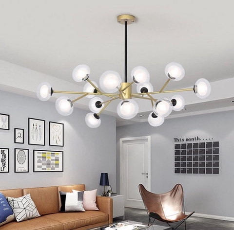 Люстра в стилі Contemporary у золотистому кольорі на 15 плафонів