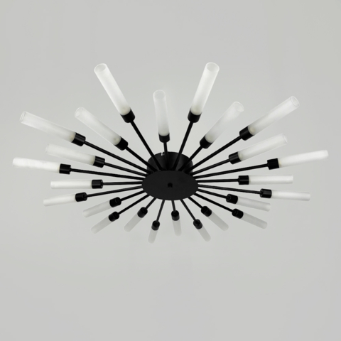 Потолочная черная люстра в форме солнечных лучей на 24 плафона G9 Ø 96х8 см
