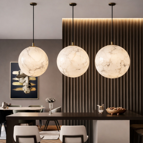 Подвесной светильник-шар с имитацией мрамора Ø 30 см