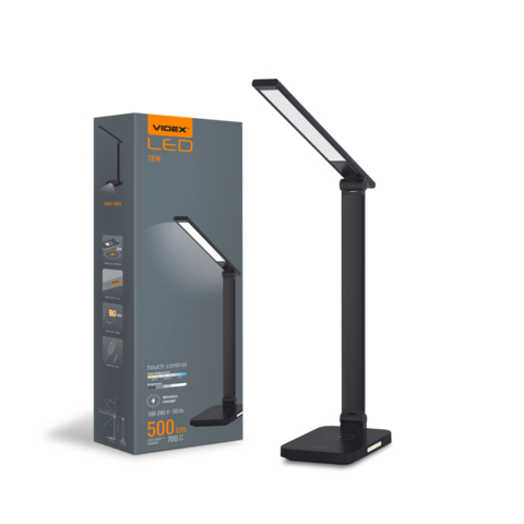 LED настольная лампа с беспроводной зарядкой VIDEX 18W 1800-6500K