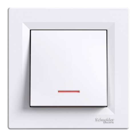 Вимикач Asfora 1-кл з підсвіткою, Білий