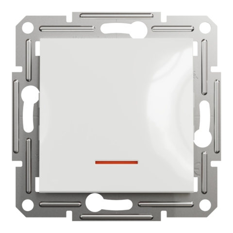 Вимикач Asfora 1-кл прохідний з підсвіткою, Білий (без рамки)