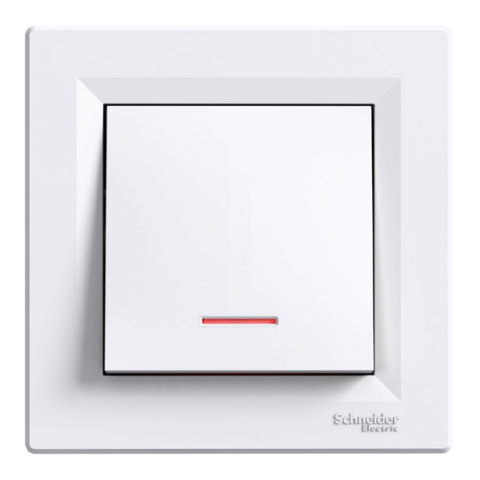 Кнопковий вимикач Asfora 1-кл з підсвіткою, Білий