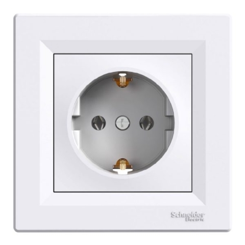 Розетка із заземленням Asfora 1-а, Біла