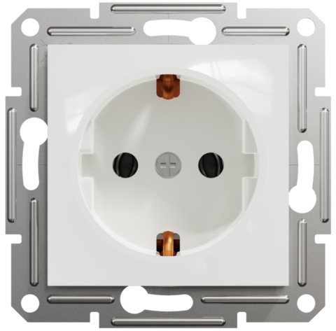 Розетка із заземленням Asfora 1-а, Біла (без рамки)