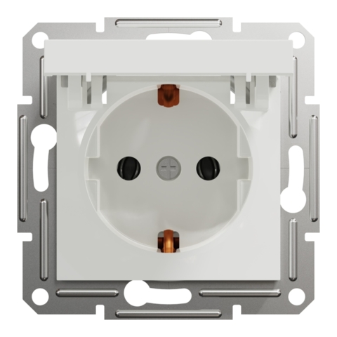 Розетка із заземленням Asfora 1-а з кришкою, Біла (без рамки)