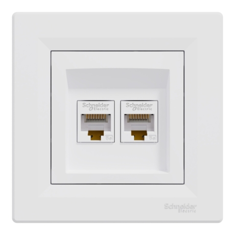 Розетка комп'ютерна Asfora 2-на RJ45, кат.5е, UTP, Біла