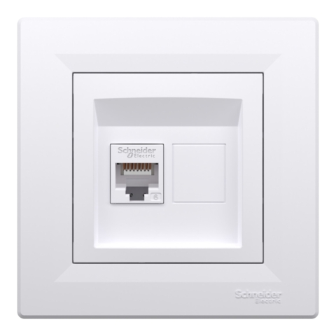 Розетка комп'ютерна Asfora RJ45, кат.6, UTP, Біла