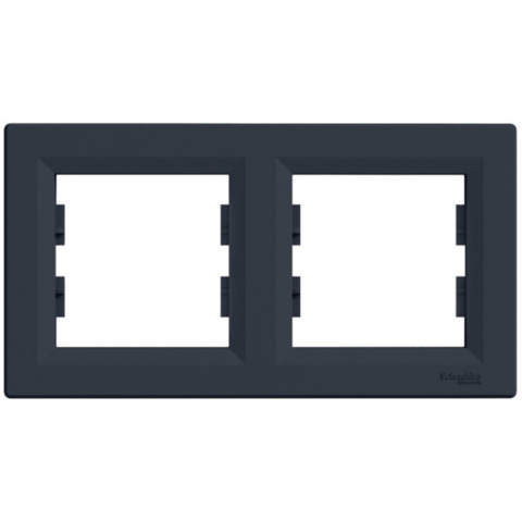 Рамка ASFORA 2-постовая горизонтальная, Антрацит