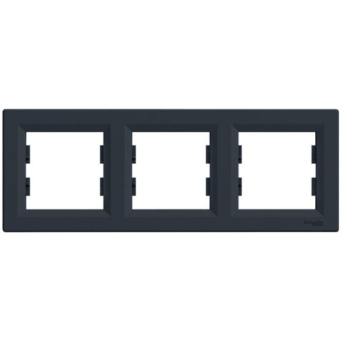 Рамка ASFORA 3-постовая горизонтальная, Антрацит