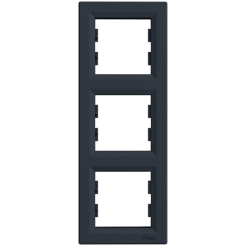 Рамка ASFORA 3-постовая горизонтальная, Антрацит