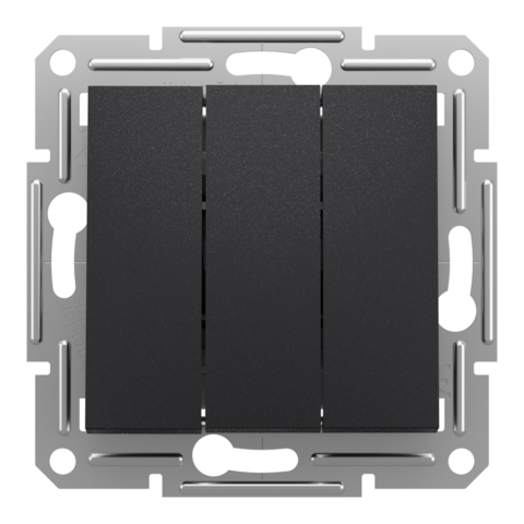 Выключатель Asfora 3-кл, Антрацит (без рамки)