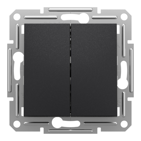 Выключатель Asfora 2-кл, Антрацит (без рамки)