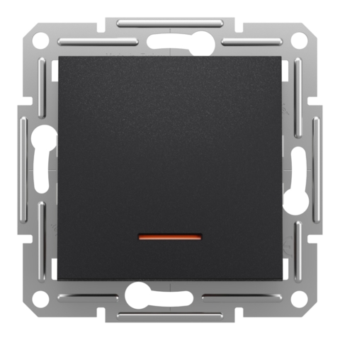 Выключатель Asfora 1-кл проходной с подсветкой, Антрацит (без рамки)