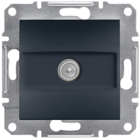 Розетка Asfora TV проходная (8 дБ), Антрацит (без рамки)