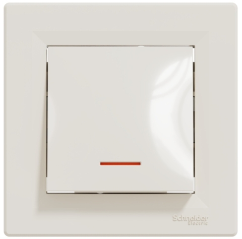 Вимикач Asfora 1-кл з підсвіткою, Кремовий