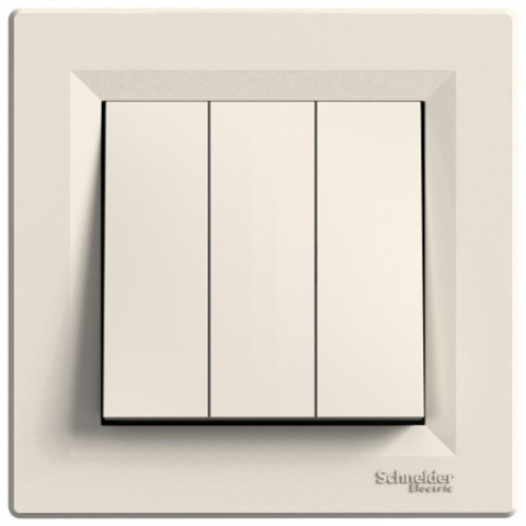 Вимикач Asfora 3-кл, Кремовий