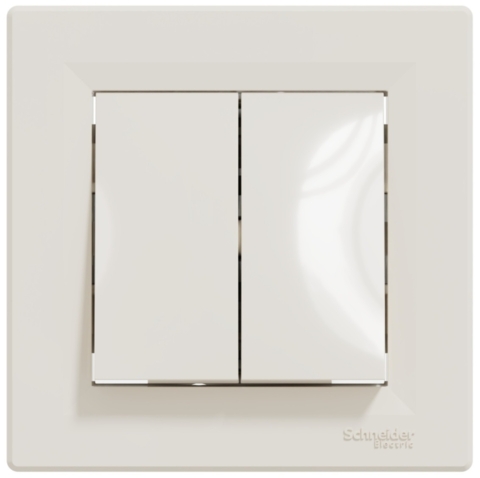 Вимикач Asfora 2-кл прохідний, Кремовий