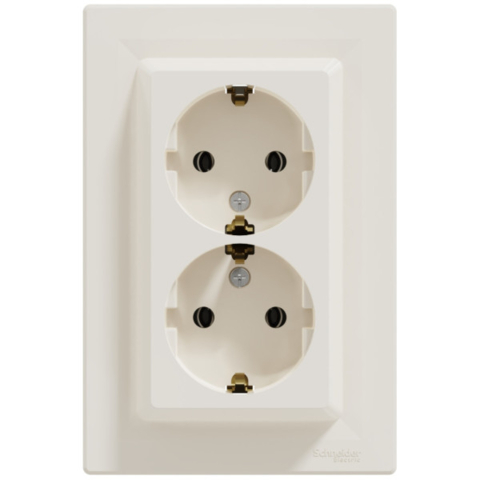 Розетка с заземлением Asfora 2-я, Кремовая