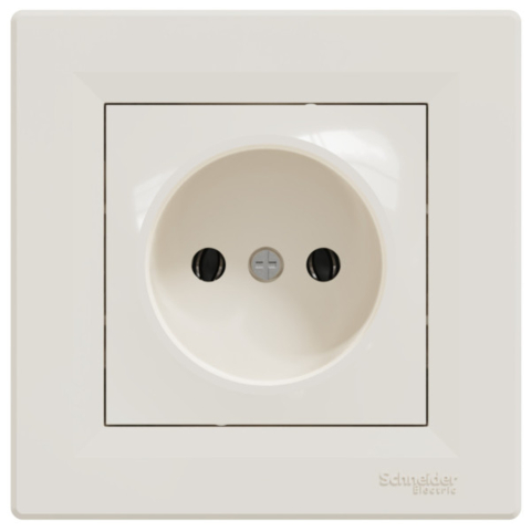 Розетка без заземления Asfora 1-я, Кремовая