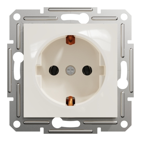 Розетка с заземлением Asfora 1-я, Кремовая (без рамки)