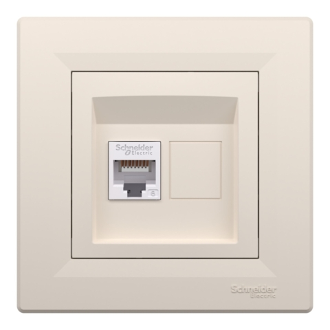 Розетка комп'ютерна Asfora RJ45, кат.6, UTP, Кремовая