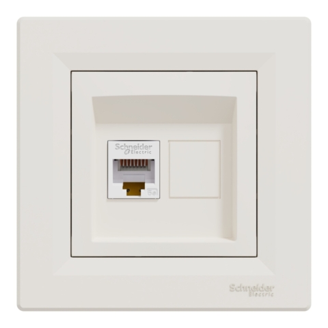 Розетка компьютерная Asfora RJ45, кат.5е, UTP, Кремовая