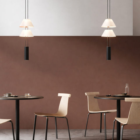 Модульный светильник с черным основанием и 2 белыми пластинами Ø12+12 см