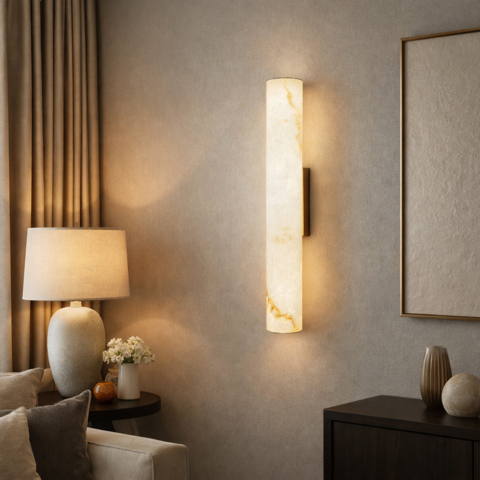 Стильне бра з імітацією мармуру з латунним корпусом Ø8х50 см