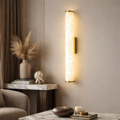 Стильне бра з імітацією мармуру з латунним корпусом Ø6х50 см