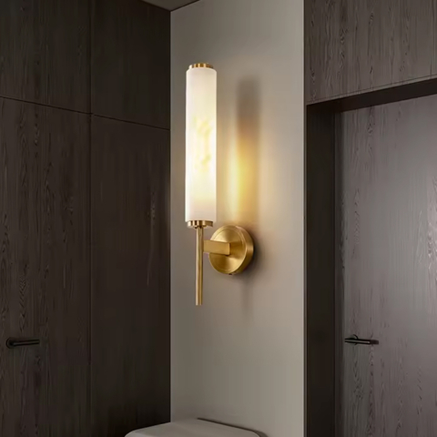 Латунные бра с мраморным плафоном 44 см