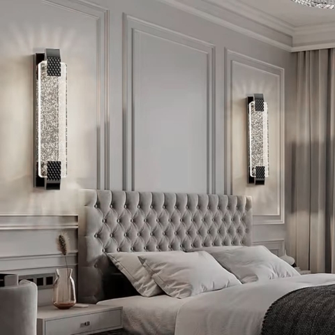 Бра у чорному корпусі із скляною частиною із краплинами 40х10 см