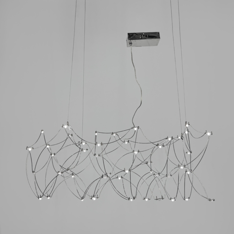 Сітчаста декоративна люстра у хромованому корпусі 105х50 см